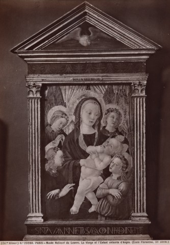 Alinari, Fratelli — Paris - Musée National du Louvre. La Vierge et l'Enfant entourés d'Anges. (Ecole Florentine, XV siècle.) — insieme